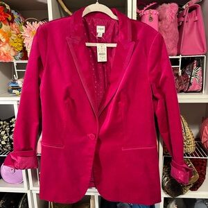 J-Crew Hot Pink Velvet Blazer Jacket